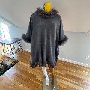 Fur trimmed poncho